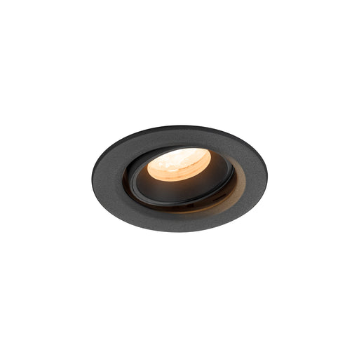 Recessed ceiling light, black textured finish.