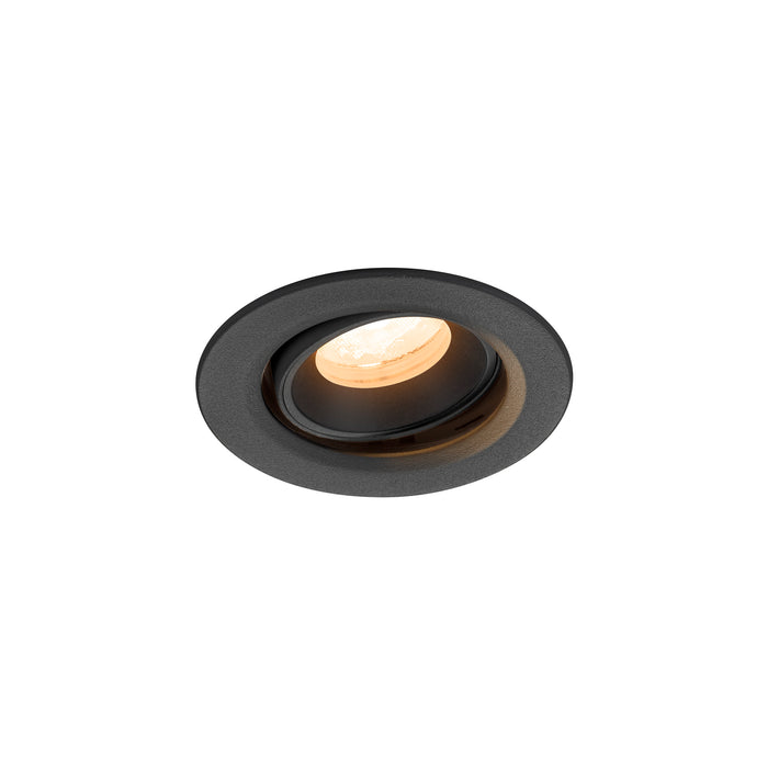 Recessed ceiling light, black textured finish.
