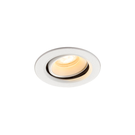 White recessed downlight fixture with adjustable lamp.