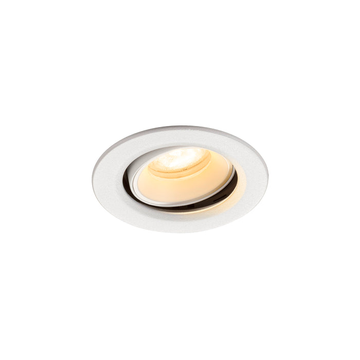 White recessed downlight fixture with adjustable lamp.
