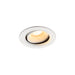 White recessed downlight fixture with adjustable lamp.