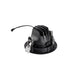 Black recessed LED downlight with metal mounting clips.