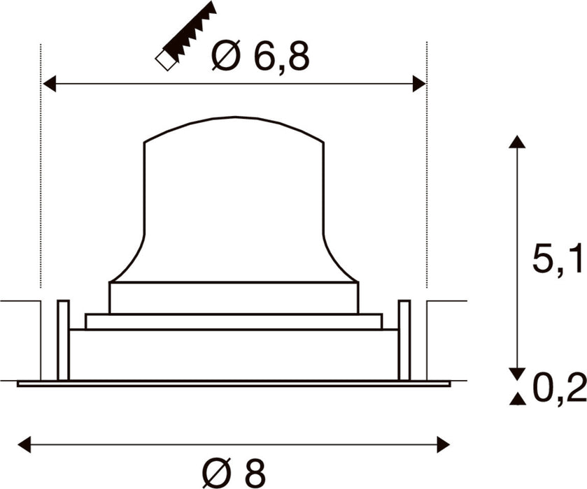 Technical drawing with dimensions of a white plastic cap.