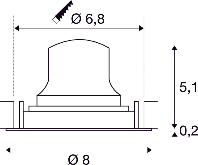 Black plastic mounting bracket with a smooth finish, measuring 8mm in diameter and 5.1mm in height, designed for secure installation.