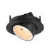 Black recessed ceiling light fixture, adjustable spotlight.