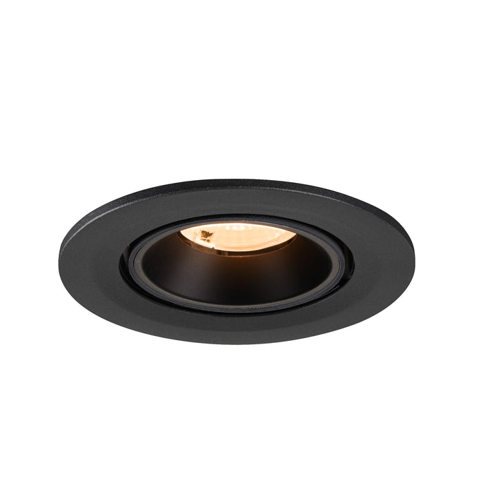 Black recessed ceiling light fixture with textured finish.