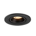 Black recessed ceiling light fixture with textured finish.