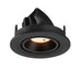 Black recessed ceiling light fixture with adjustable head.