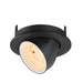 Black recessed ceiling light fixture, adjustable spotlight.