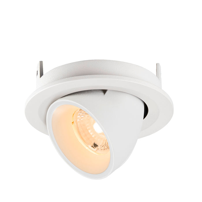 White recessed ceiling light fixture, adjustable angle.