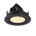 Black recessed downlight fixture, matte finish.
