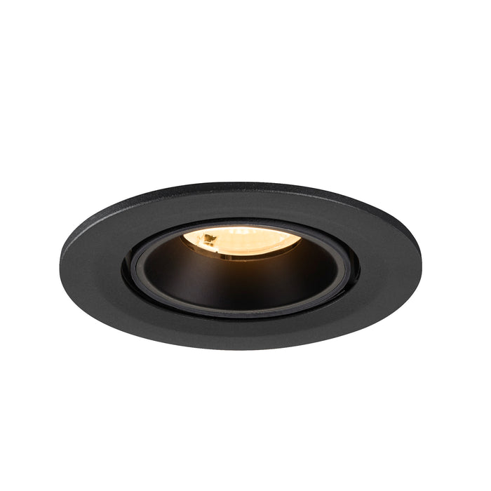 Black recessed ceiling light fixture with textured finish.