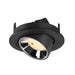 Recessed spotlight in matte black finish with chrome reflector, designed for ceiling mounting, providing warm white illumination.