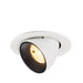 Recessed ceiling light fixture made of metal with a matte white finish and black interior, designed for easy mounting.