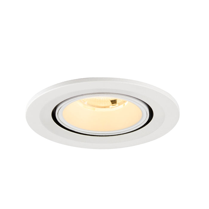 White recessed ceiling light fixture with a matte finish.