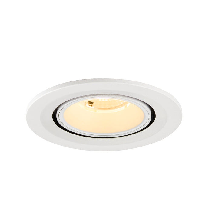 White recessed ceiling light fixture with a matte finish.