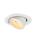 White recessed ceiling light fixture, adjustable, with matte finish.