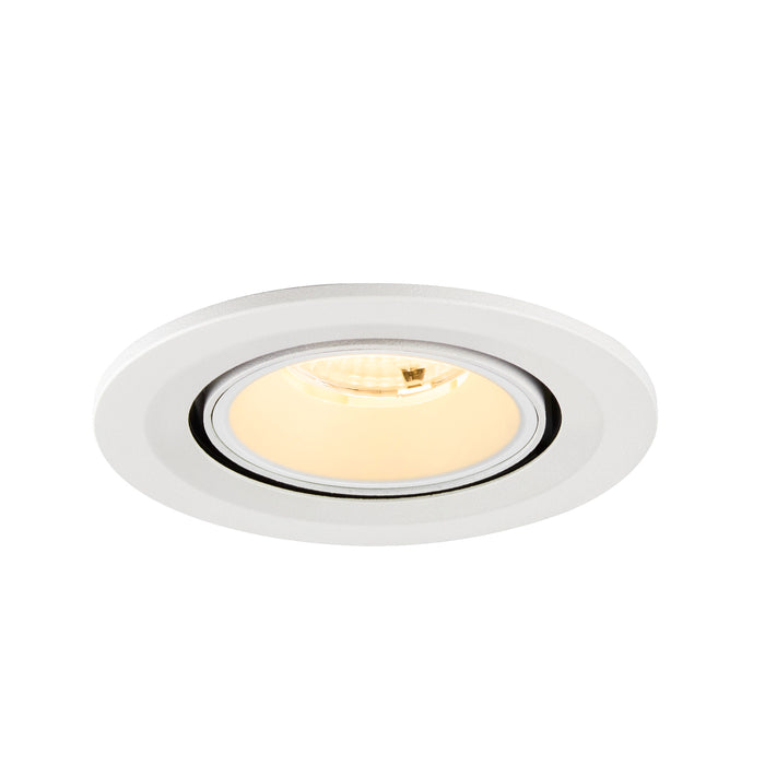 White recessed ceiling light fixture with a matte finish.