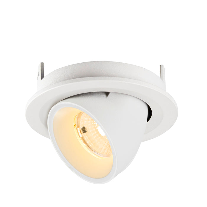 White recessed adjustable spotlight, textured finish.