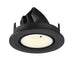 Black recessed ceiling light fixture, adjustable angle, matte finish.