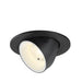 Black recessed ceiling light fixture with adjustable head.