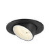 Black recessed ceiling light fixture, adjustable angle, textured finish.