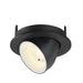 Black recessed ceiling light fixture, adjustable spotlight.