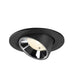 Black recessed spotlight with a matte finish and chrome reflector, designed for ceiling mounting.