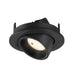Black recessed ceiling light fixture, adjustable spotlight.