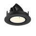 Black recessed ceiling light fixture with adjustable head.