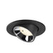 Recessed spotlight made of metal with a matte black finish and chrome reflector, designed for ceiling mounting.