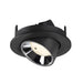 Black recessed spotlight with a chrome finish and a round design, suitable for ceiling mounting.