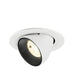 Recessed spotlight in white metal with a black interior, featuring a matte finish and designed for ceiling mounting.