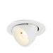 White recessed ceiling light fixture, adjustable spotlight, matte finish.