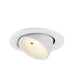 White recessed ceiling light fixture with adjustable head.