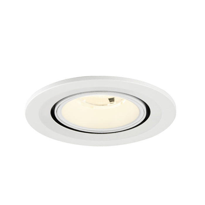 White recessed ceiling light fixture with a textured finish.