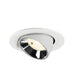 Recessed ceiling light fixture in white metal with a chrome finish, featuring a cone design for focused illumination.