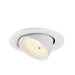 White recessed ceiling light fixture, adjustable angle, with textured finish.