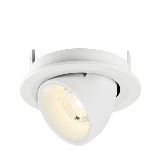 White recessed adjustable spotlight fixture.