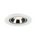 Recessed ceiling light fixture made of metal with a white finish and chrome reflector, designed for flush mounting.