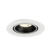 Recessed ceiling light fixture with a white metal finish and black interior, designed for easy mounting in various ceiling types.