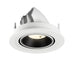 Recessed ceiling light fixture made of metal with a matte white finish and black interior, designed for easy mounting.