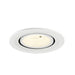 White recessed ceiling light fixture, metal with matte finish.