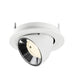 Recessed ceiling light fixture in white metal with a black reflector, designed for easy mounting and providing focused illumination.