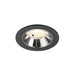 Recessed ceiling light fixture with a black finish, chrome reflector, and aluminum material for modern interior lighting.