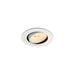 White recessed ceiling light fixture, adjustable angle, with textured finish.