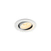 White recessed ceiling light fixture, adjustable, with a textured finish.