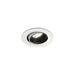 Recessed ceiling light fixture with a white finish, black interior, made of metal, designed for flush mounting.