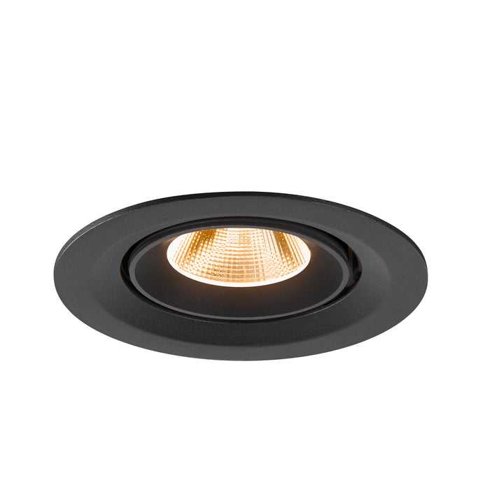 Recessed ceiling light fixture, matte black finish.