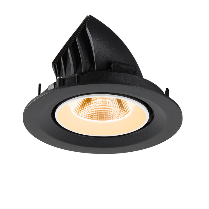 Black recessed ceiling light fixture with matte finish.